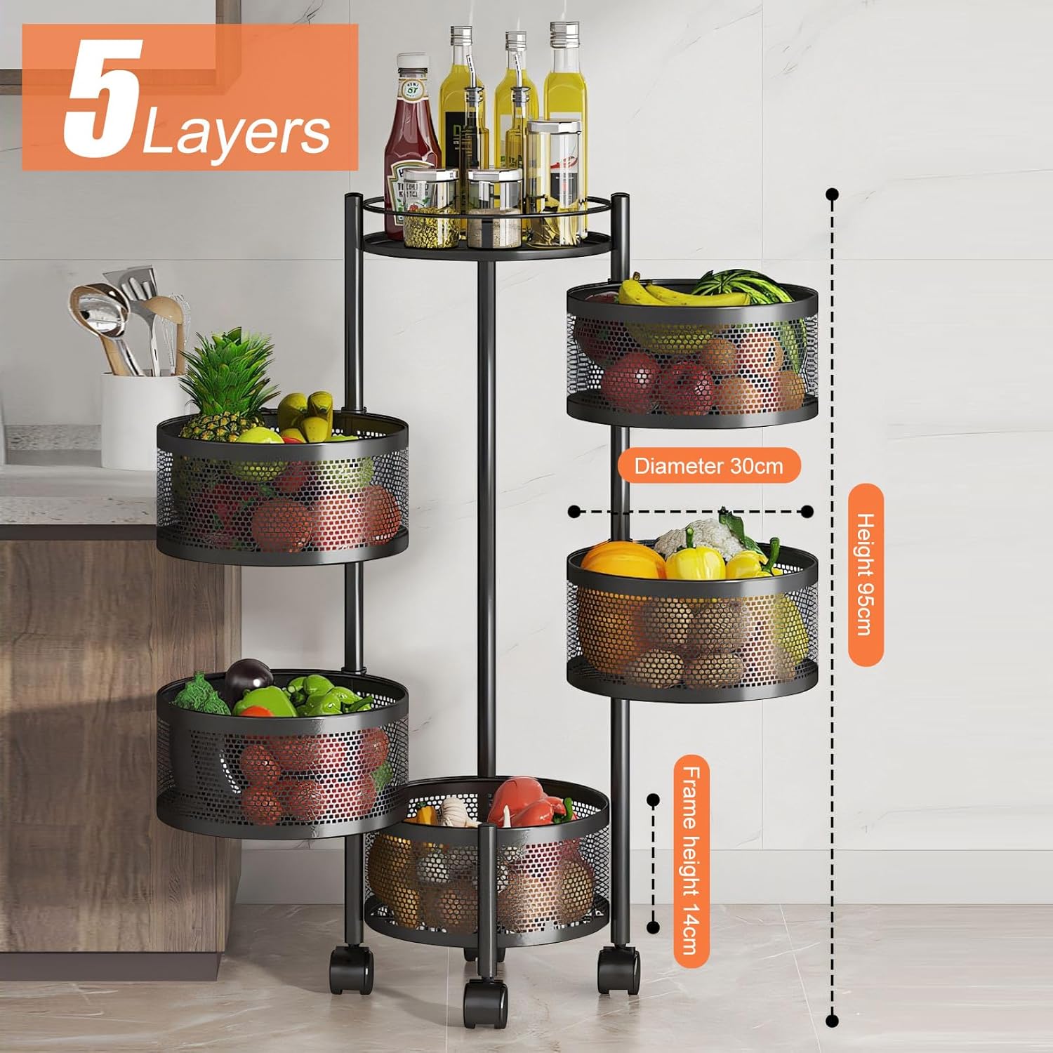 360° Multi-Tier Metal Kitchen Rack