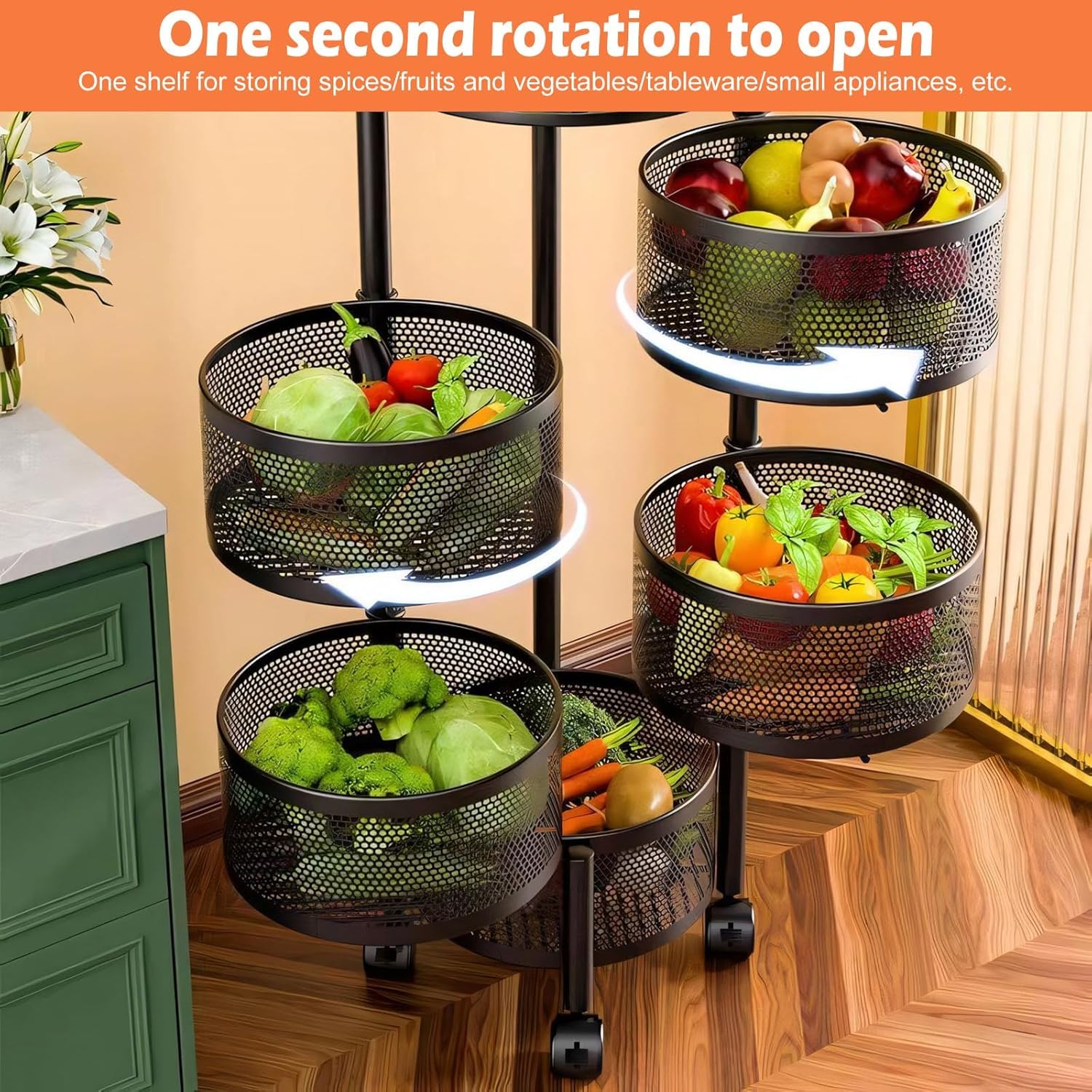 360° Multi-Tier Metal Kitchen Rack