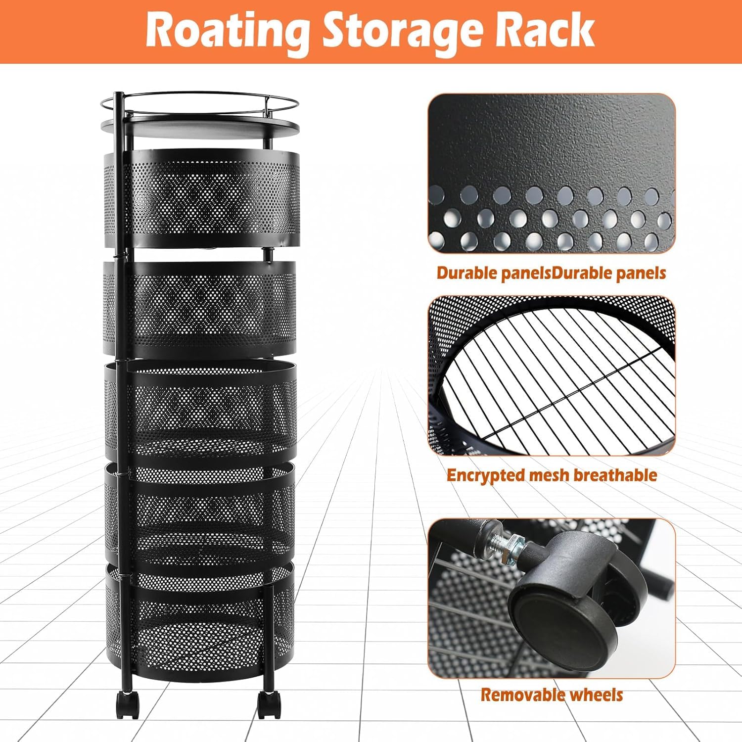 360° Multi-Tier Metal Kitchen Rack