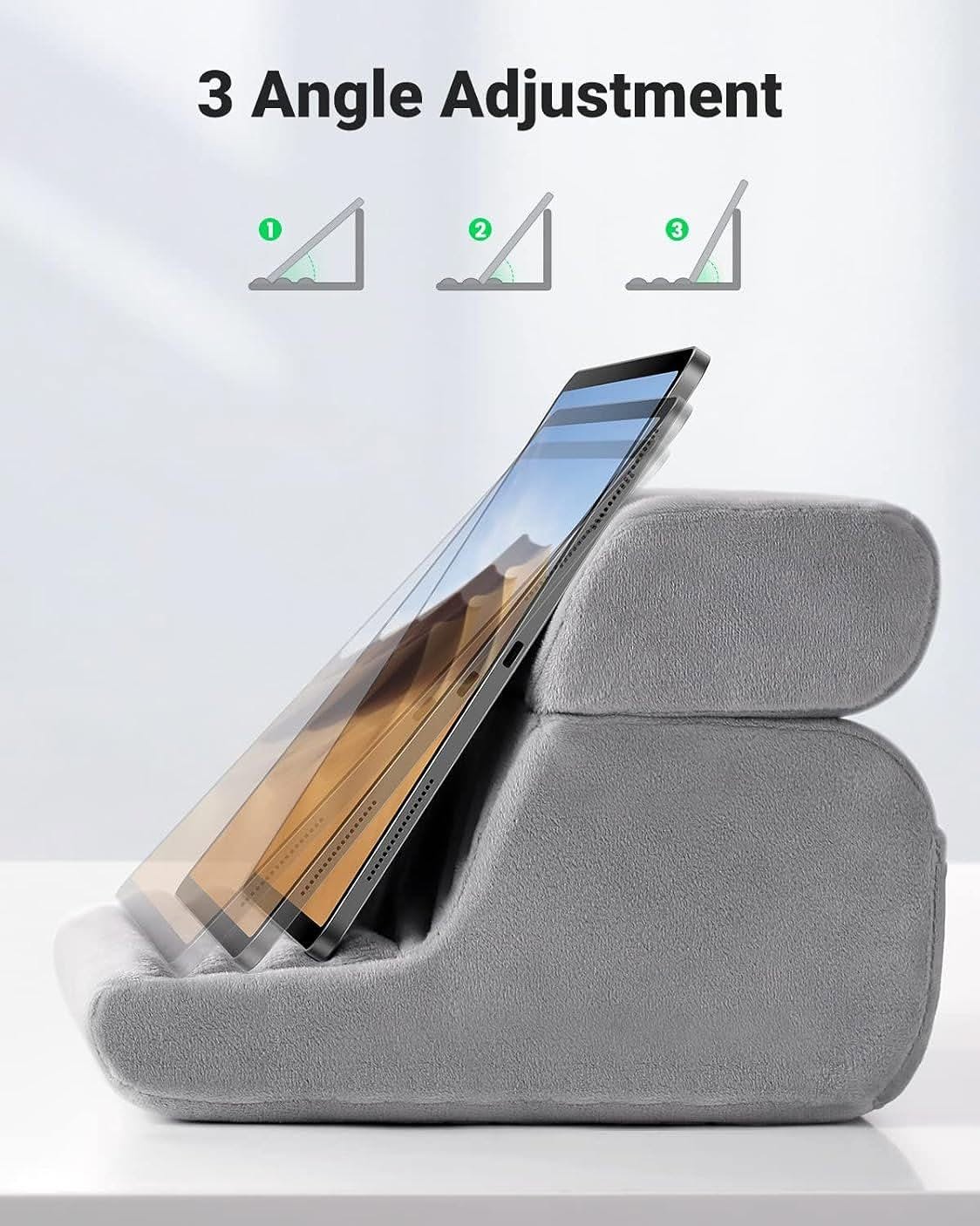 Tablet Pillow Stand Soft Holder with 3 Viewing Angles Adjustable Pillow Holder Backrest Washable, Cellphone